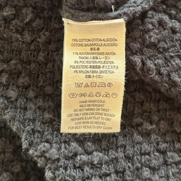 Free People Over-Sized Black Textured Chunky Turtleneck Sweater - Size S - Picture 5 of 5